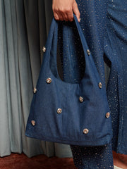 Daze Embellished Denim Bag Indigo Blue / Z