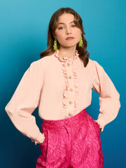 Sea Carnation Ruffle Blouse