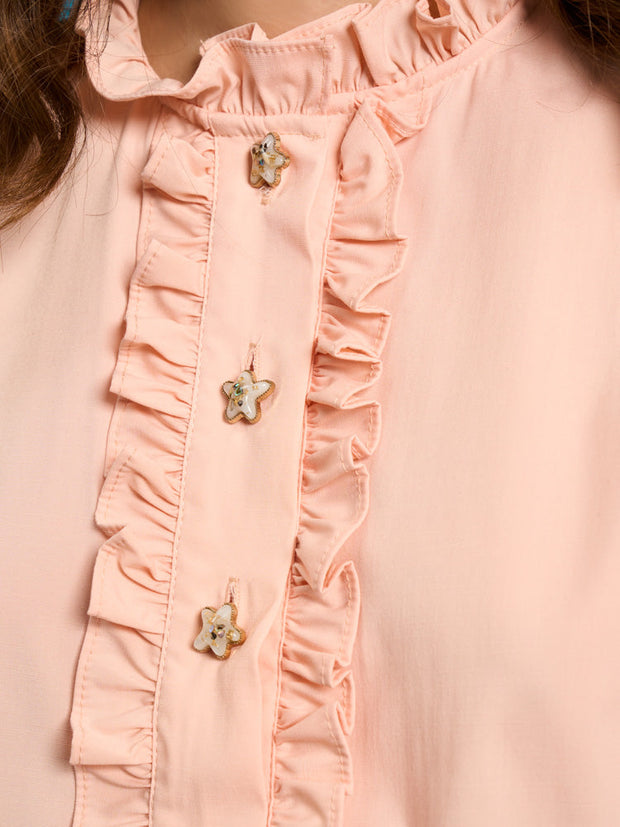 Sea Carnation Ruffle Blouse