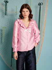 Gali Bow Jacquard Blouse Baby Pink / Z