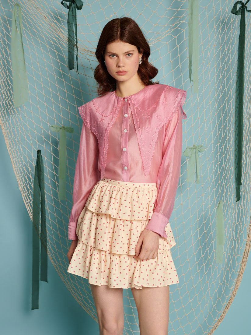 sister jane - 新品未使用❤︎sister jane♡Sheer Rose Blouse Sister Jane Filly - Blush Pink Blouse - Sheer Lace Blouse