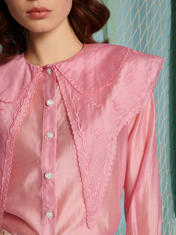 Coracle Embroidered Blouse Raspberry Pink / Z