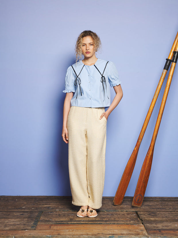 Glassy Bowed Collar Blouse