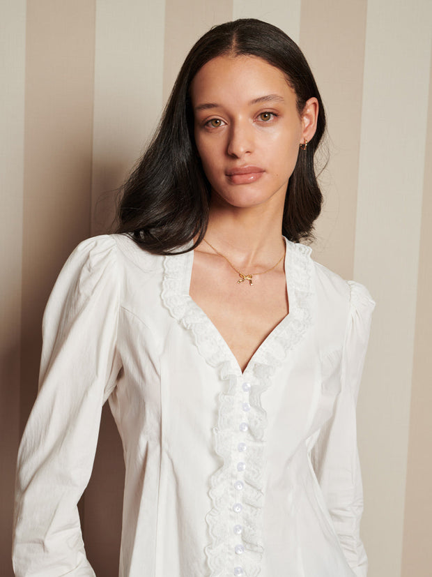 Powdered Ruffle Blouse Bright White / Z
