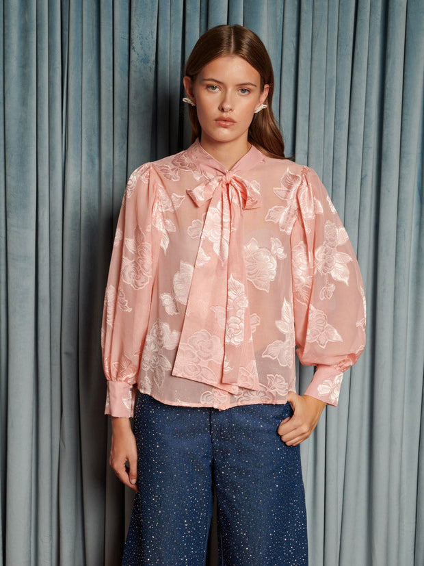 Feature Bloom Bow Blouse Peach Pink / Z