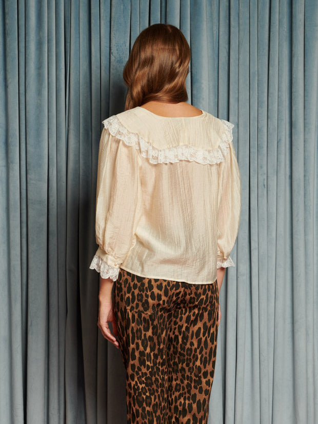 Silken Collar Blouse Cream Ivory / Z