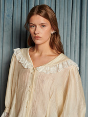 Silken Collar Blouse Cream Ivory / Z