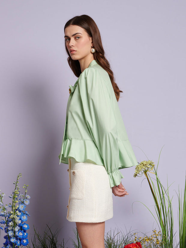 Grassland Bow Blouse Pistachio Green / Z