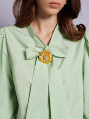Grassland Bow Blouse Pistachio Green / Z