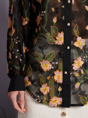 Wood Lily Embroidered Shirt Floral Black / Z
