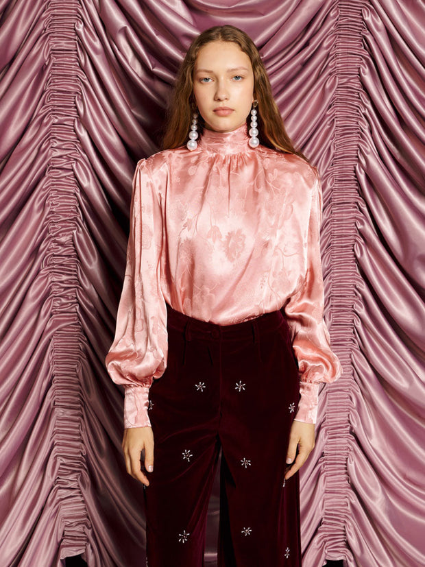 <b>DREAM</b> Satin Hour Bow Blouse Satin Pink / Z