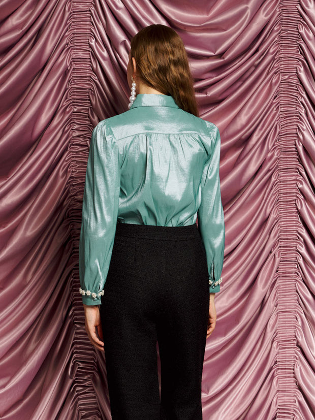 <b>DREAM</b> Starlight Embellished Blouse Celadon Blue / Z