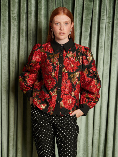 Illusions Jacquard Blouse Ruby Red / Z