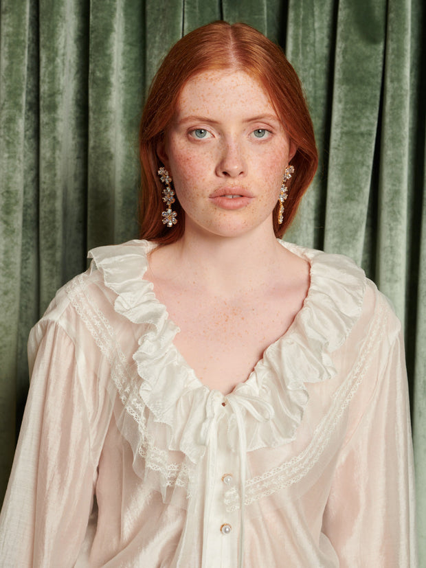 Poetic Ruffle Blouse Pearled White / Z