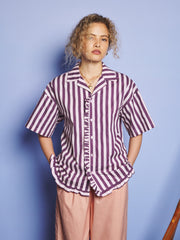 Deck Stripe Revere Collar Shirt Pink & Wine / Z