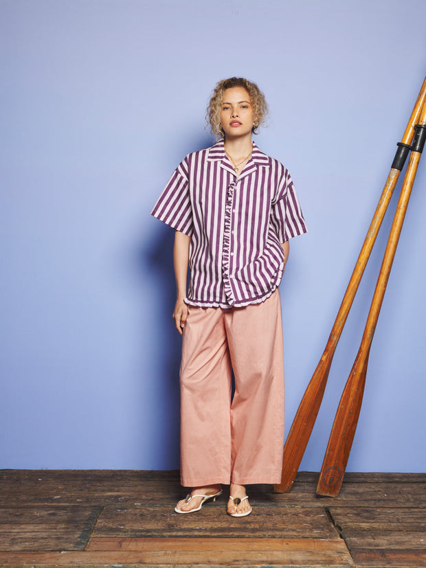 Deck Stripe Revere Collar Shirt Pink & Wine / Z
