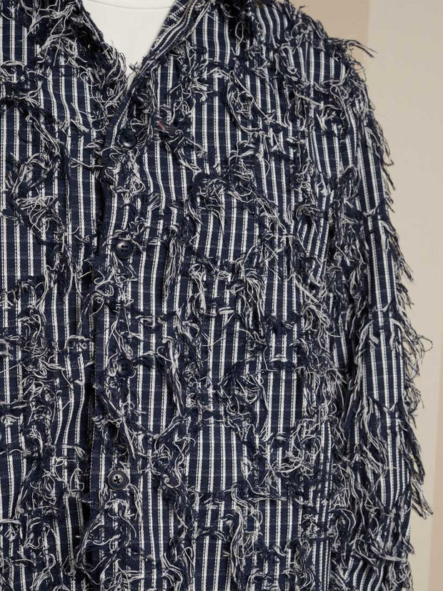 Conrad Frayed Denim Overshirt Dark Blue / Z