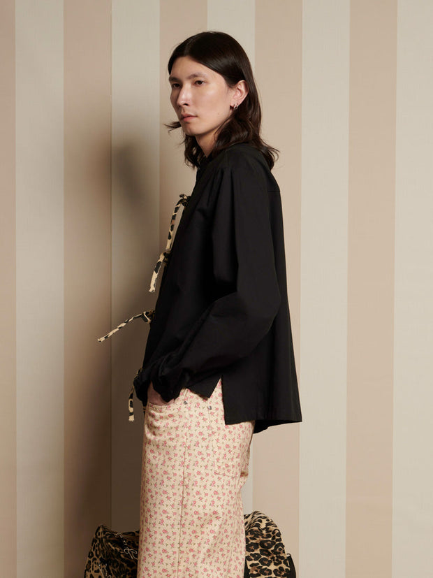 Howard Leopard Tie Shirt Coal Black / Z