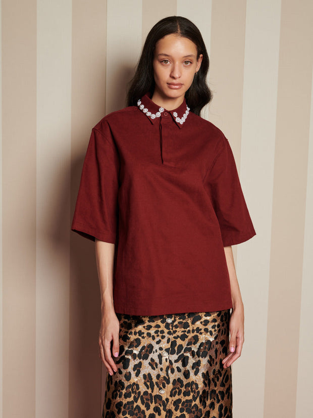 Joseph Gem Boxy Shirt Burgundy Red / Z