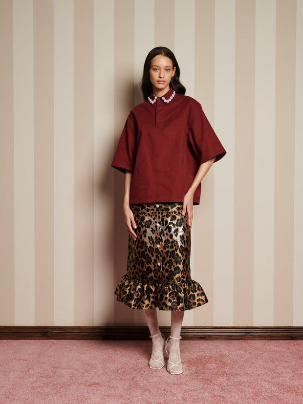 Joseph Gem Boxy Shirt Burgundy Red / Z