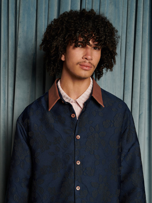 Dinah Jacquard Overshirt Dark Blue / Z