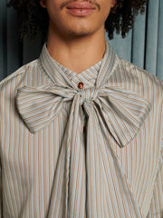 Arthur Stripe Bow Shirt Dusty Blue / Z