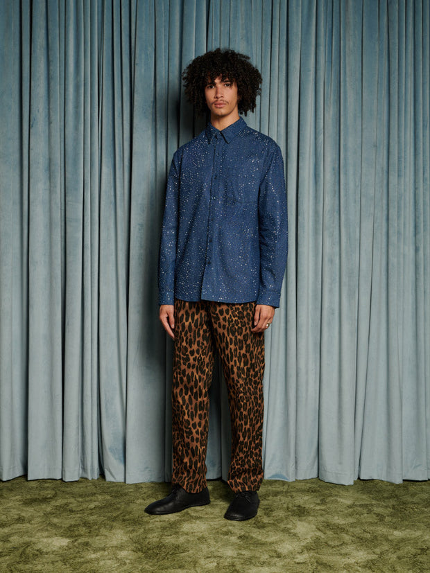Daze Embellished Denim Shirt Indigo Blue / Z