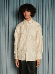 Lens Frayed Overshirt Cream Ivory / Z