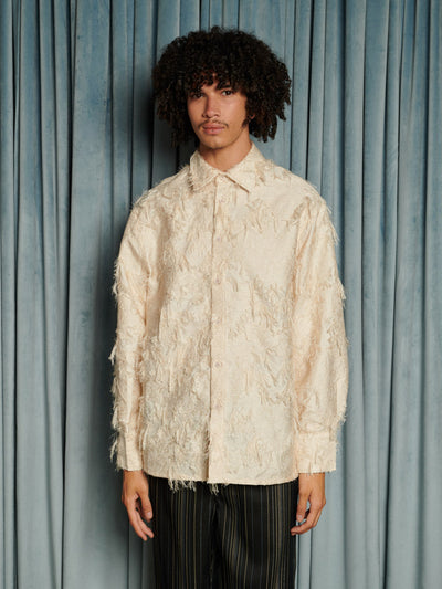 Lens Frayed Overshirt Cream Ivory / Z