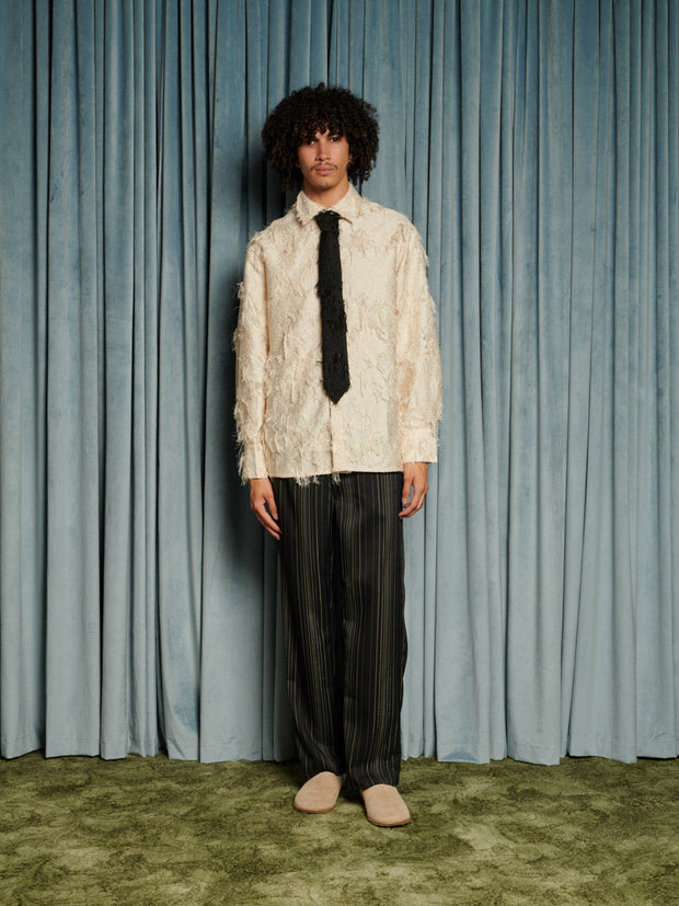 Lens Frayed Overshirt Cream Ivory / Z