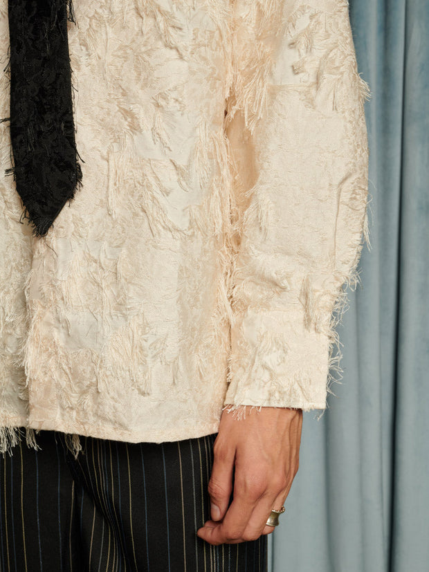 Lens Frayed Overshirt Cream Ivory / Z