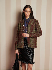 Petey Tweed Cardigan Wood Brown / Z