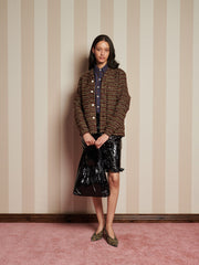 Petey Tweed Cardigan Wood Brown / Z