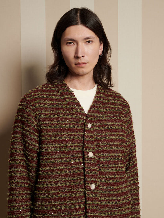 Petey Tweed Cardigan Wood Brown / Z