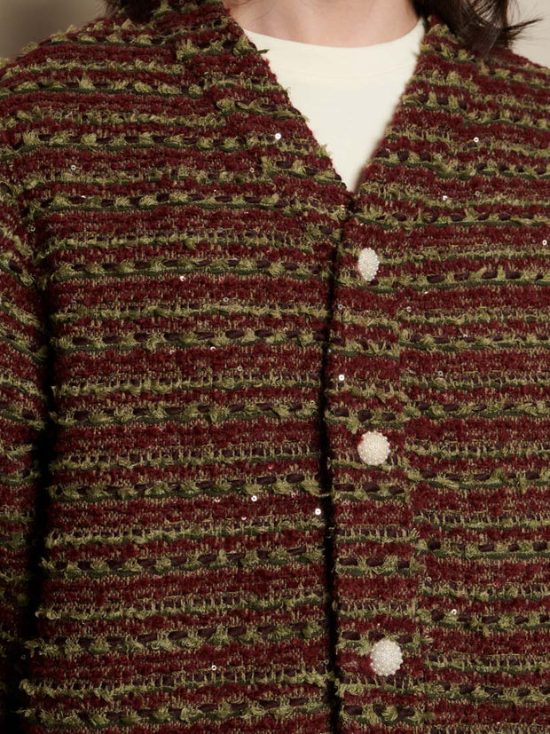 Petey Tweed Cardigan Wood Brown / Z