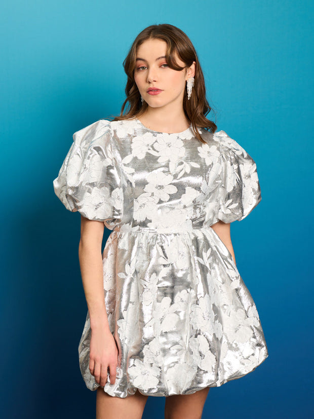 Silver Sweeper Jacquard Dress