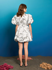 Silver Sweeper Jacquard Dress