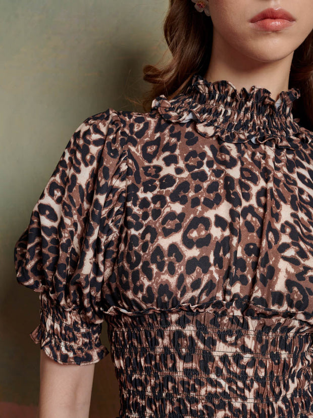 Lise Leopard Midi Dress