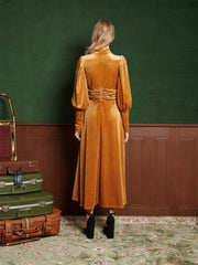 Citrine Velvet Maxi Dress Gold Orange / Z