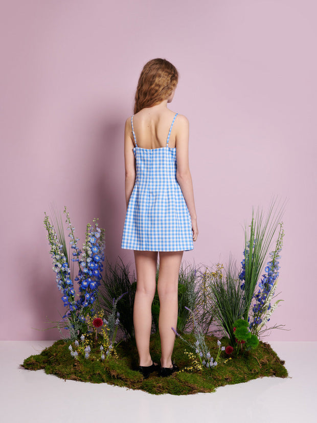 Lavender Gingham Mini Dress Blue Gingham / Z