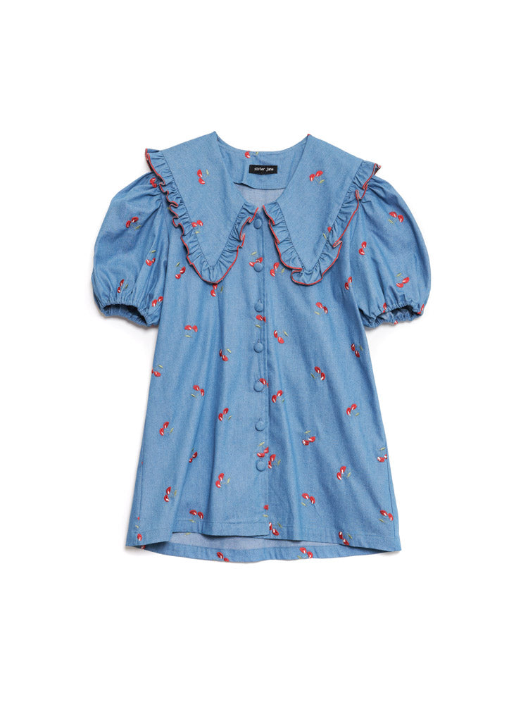【Sister Jane】La Fiesta Lola デニム チェリー ミニドレス Lola Denim Mini Dress – Sister Jane