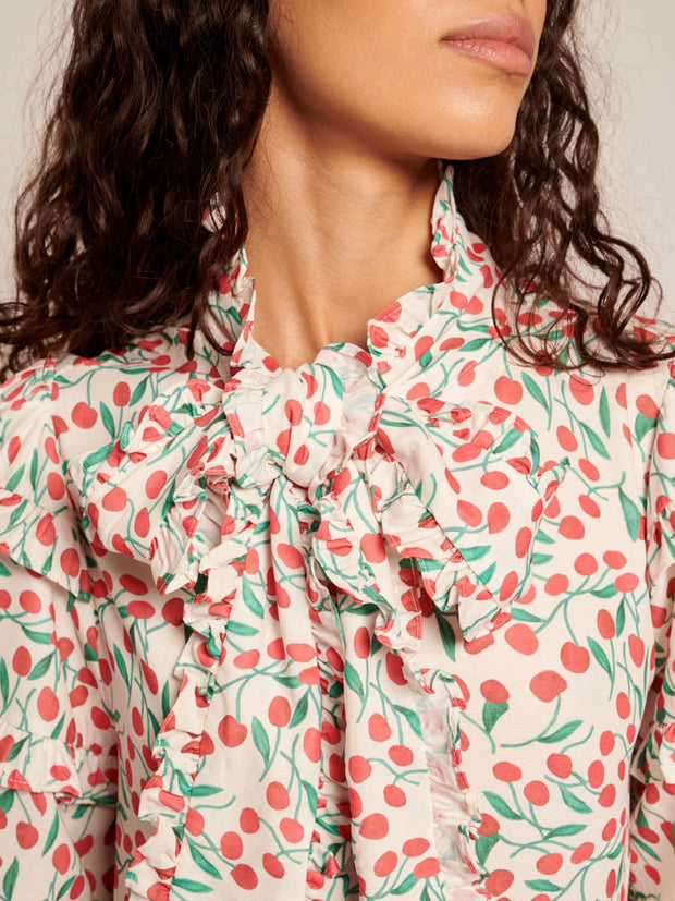 Cerise Mini Print Dress Red, Green, White / Z