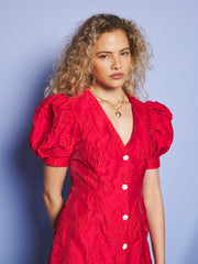 Tansy Jacquard Mini Dress Vermillon Red / Z