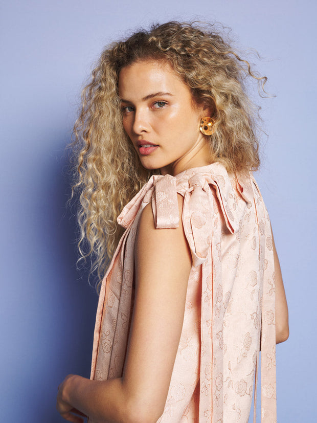 Serene Bow Mini Dress Nude Pink / Z