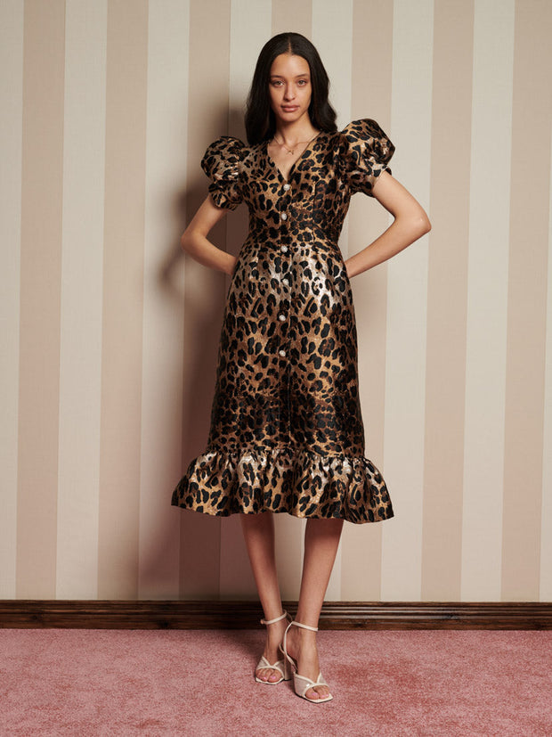Suite Leopard Jacquard Midi Dress Brown Leopard / Z