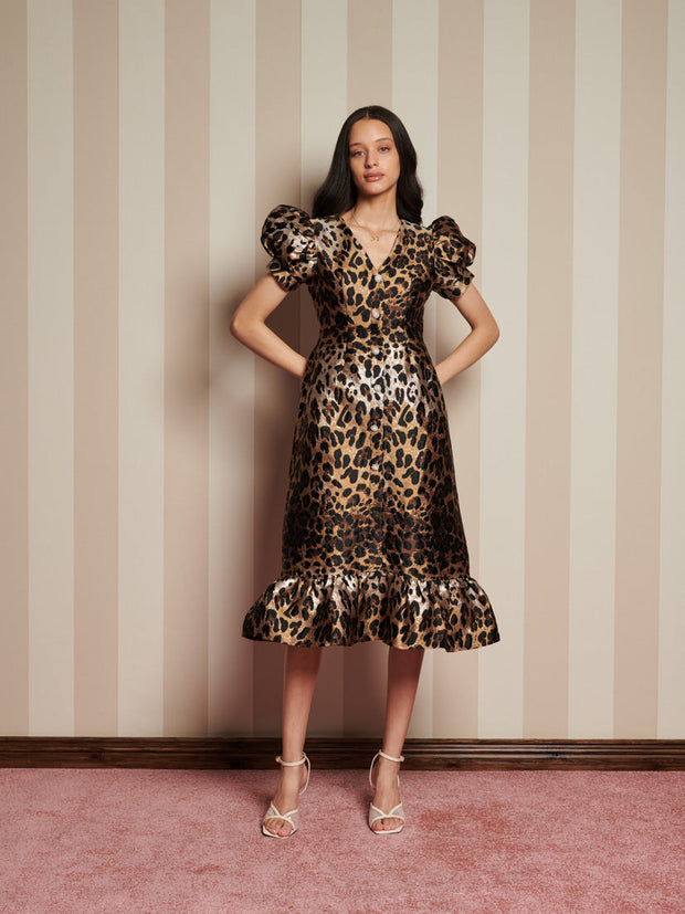 Suite Leopard Jacquard Midi Dress