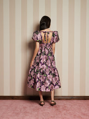 Floraison Jacquard Midi Dress Pink, Prune Purple / Z