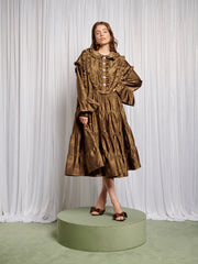 Helen Bib Jacquard Midi Dress