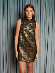 Memoria Jacquard Mini Dress Old Gold / Z