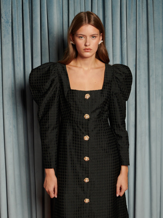 Cinematic Jacquard Midi Dress Coal Black / Z